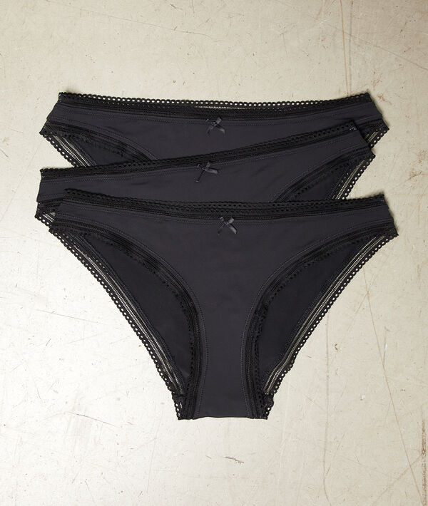 Lot de 3 culottes, bords ajourés Lot de 3 culottes, bords ajourés