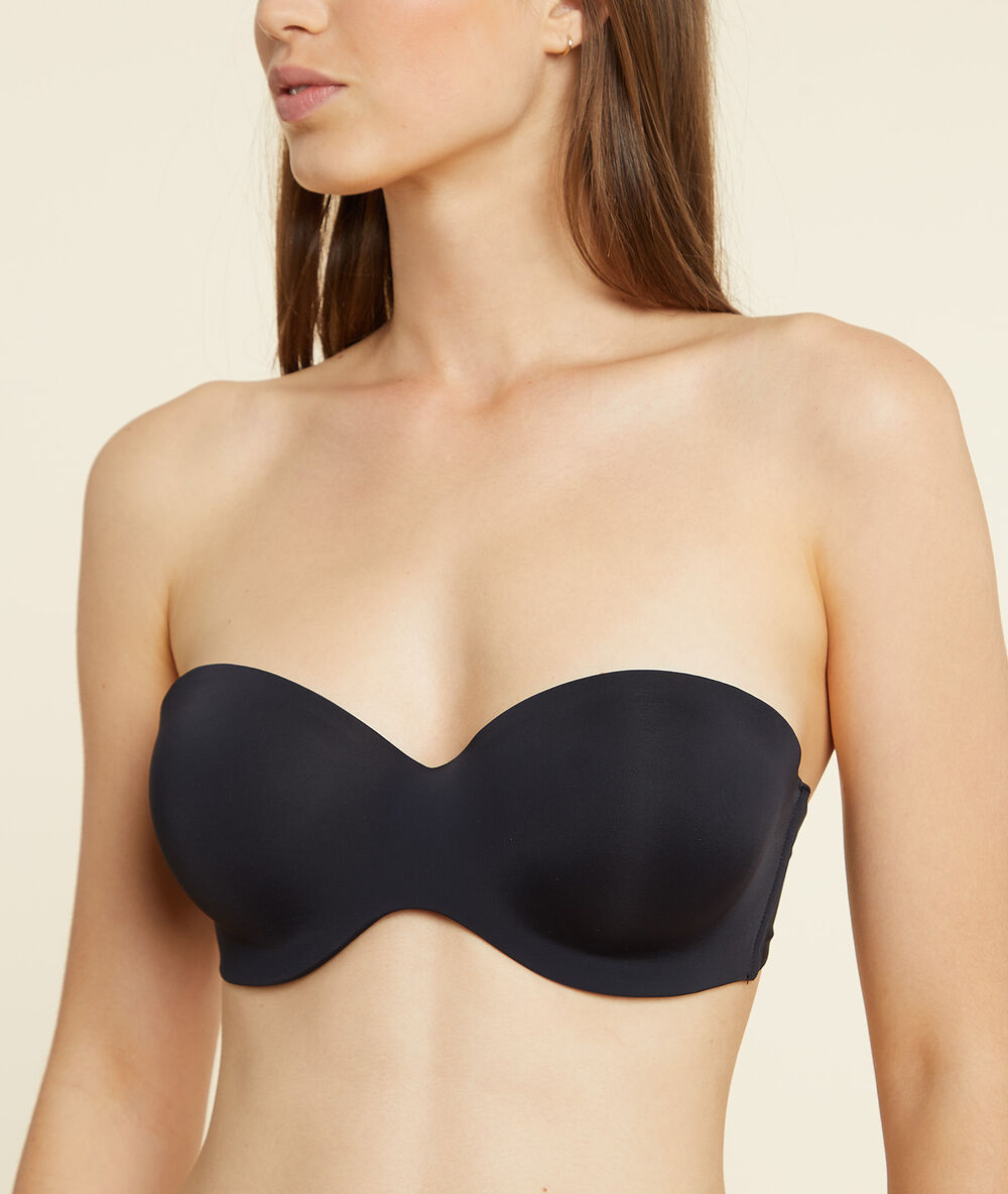 Bandeau microfibre, bretelles amovibles bonnet d noir.