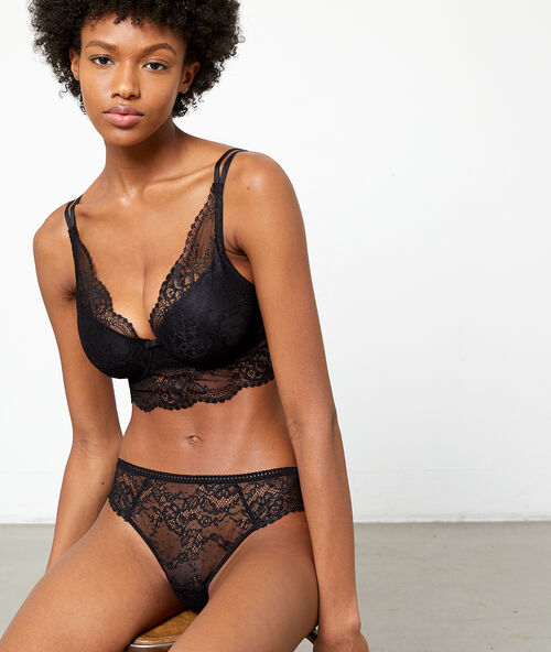 Soutien-gorge n&deg;6 - triangle naturel noir.