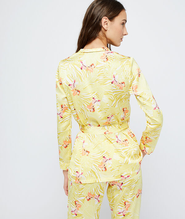 Chemise de pyjama satinée ceinturée Chemise de pyjama satinée ceinturée;${refinementColor}