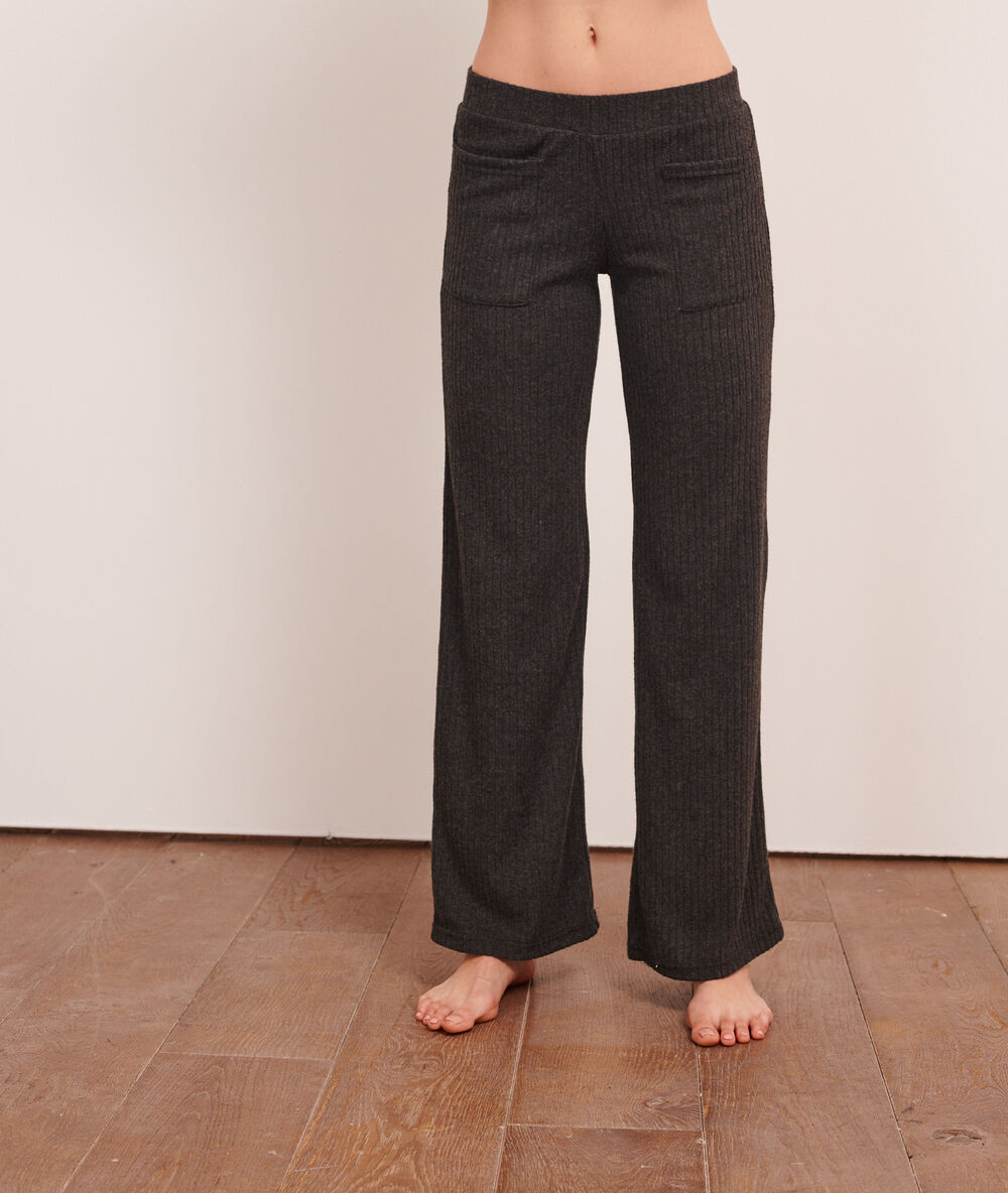 Pantalon côtelé loungewear anthracite.