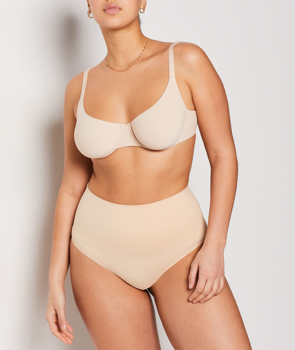 Shapewear string met hoge taille - gemiddelde ondersteuning beige.