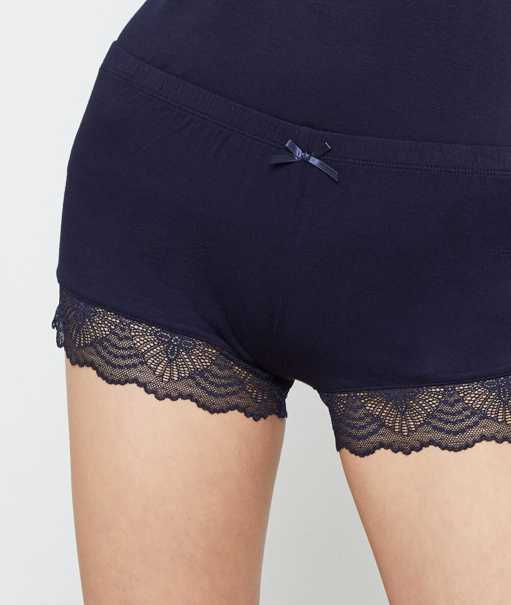 Short bas dentelle marine.