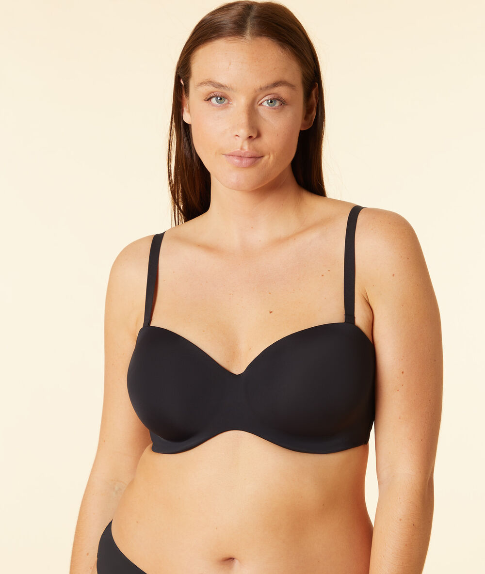 Bandeau micro balconnet, afneembare bandjes zwart.