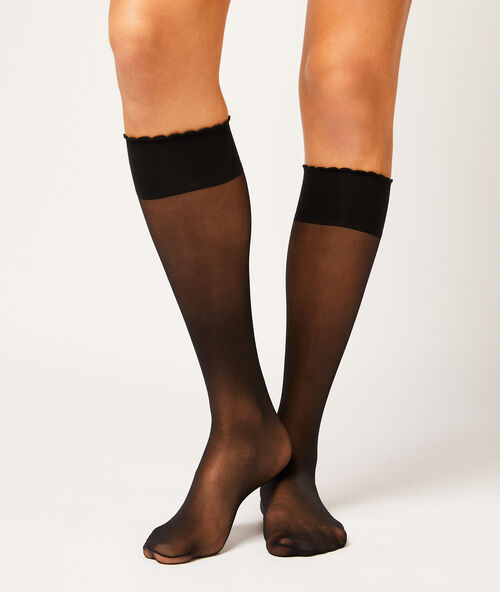 2 paar kniekousen 15d poederkleur noir.