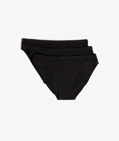 Lot de 3 culottes en coton noir.
