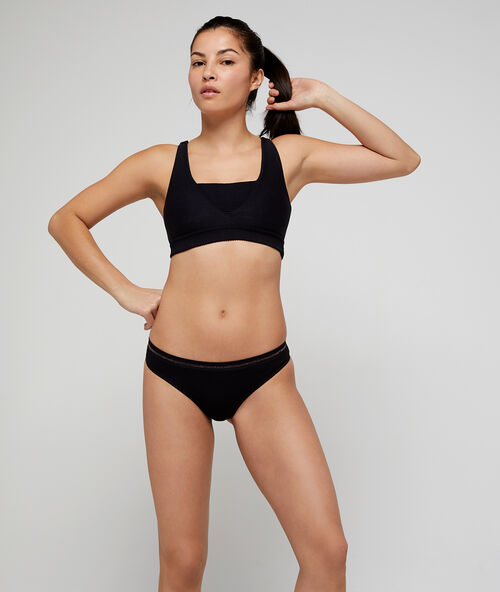 Tanga seamless, coutures invisibles noir.