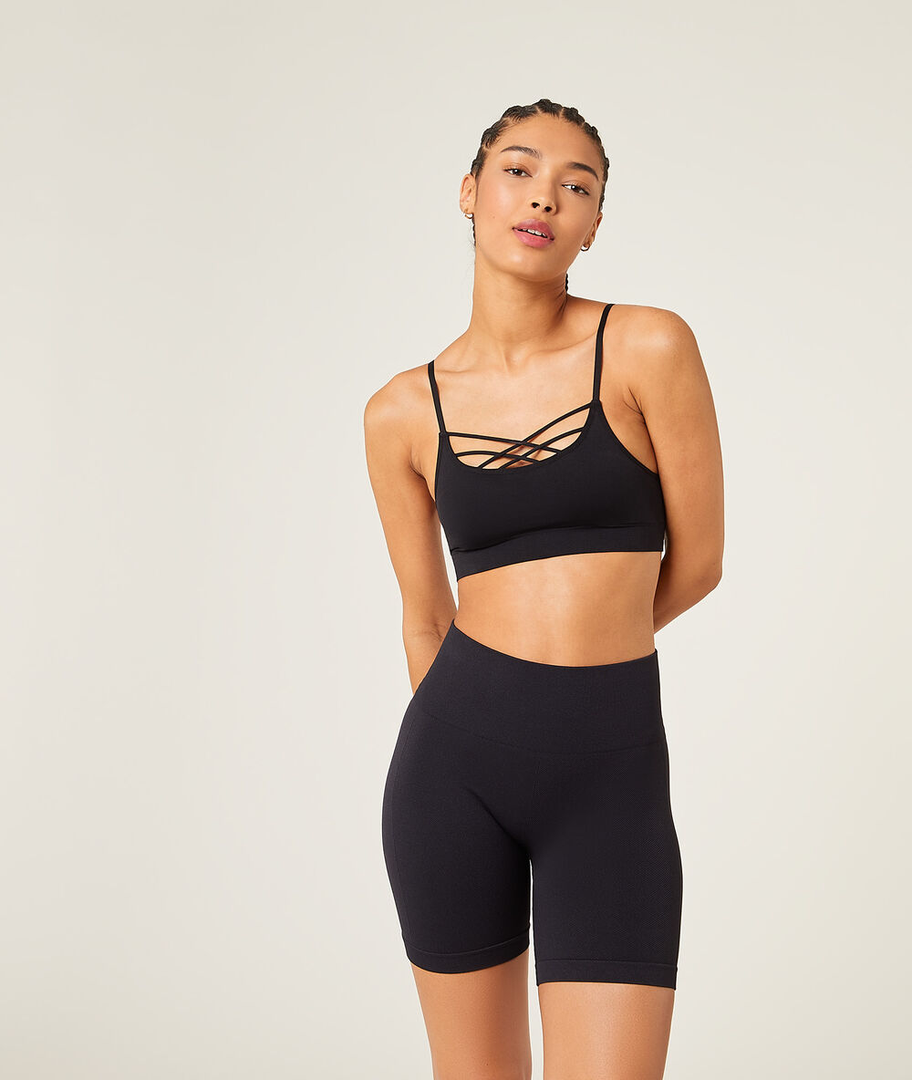 Brassière de yoga - maintien medium noir.