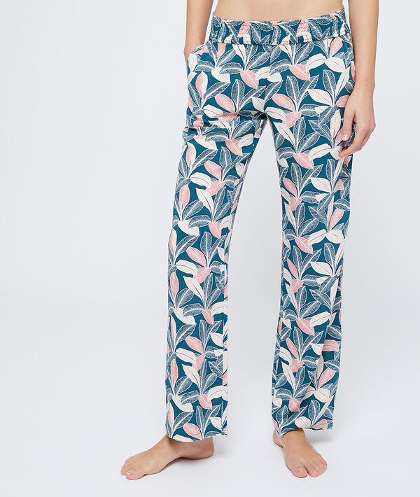 Broek in viscose ecovero met bladerprint Broek in viscose ecovero met bladerprint;${refinementColor}