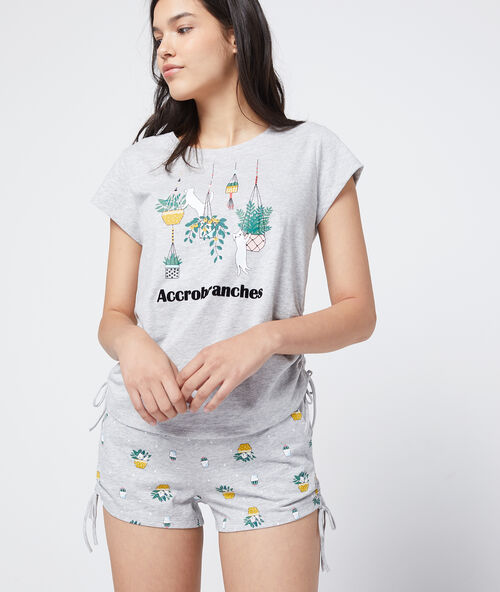 Shorts in biologisch katoen, met print grijs.