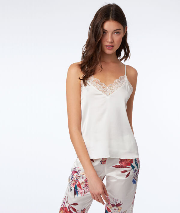 Top met decolleté in kant en gekruiste rug Top met decolleté in kant en gekruiste rug