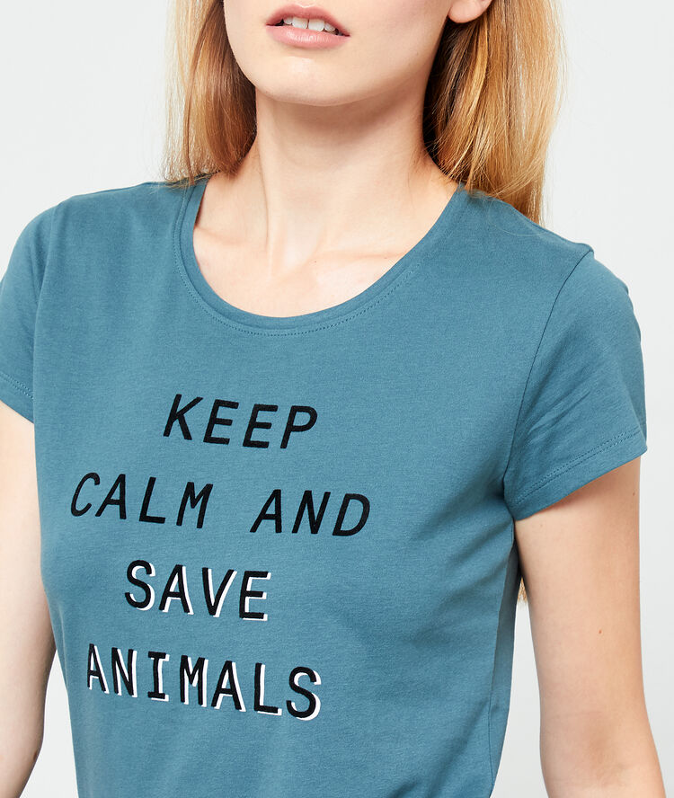 T-shirt in biologisch katoen blauw.