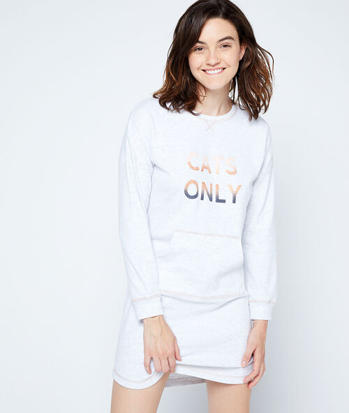 Chemise de nuit "cats only" gris.