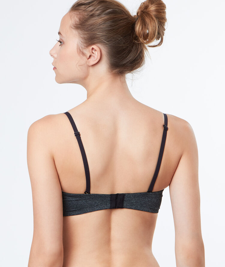 Soutien-gorge bandeau micro, bretelles amovibles, bonnets c et d anthracite.