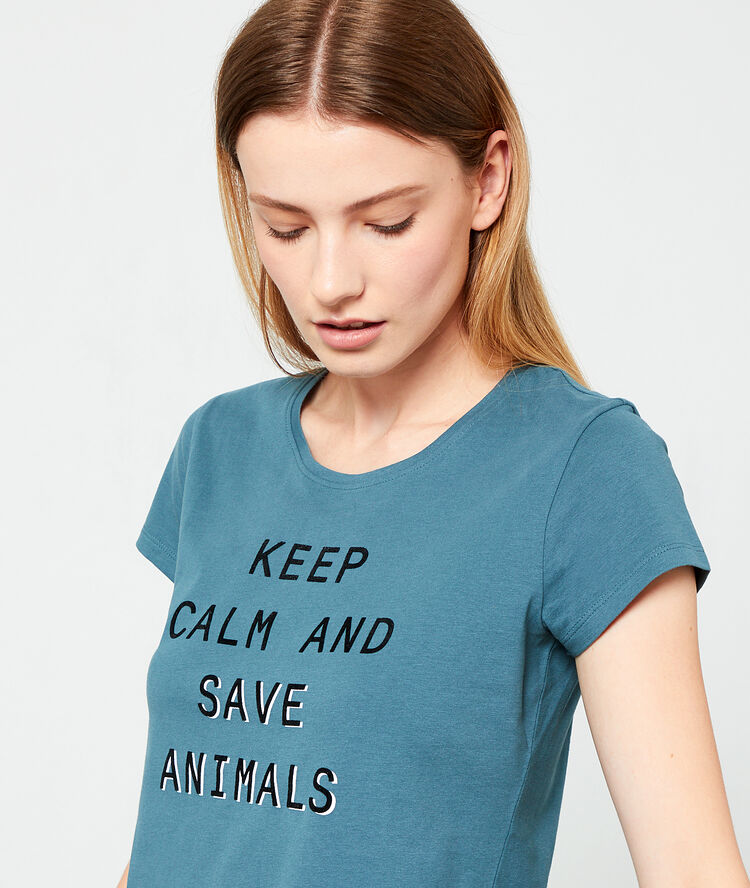 T-shirt in biologisch katoen blauw.