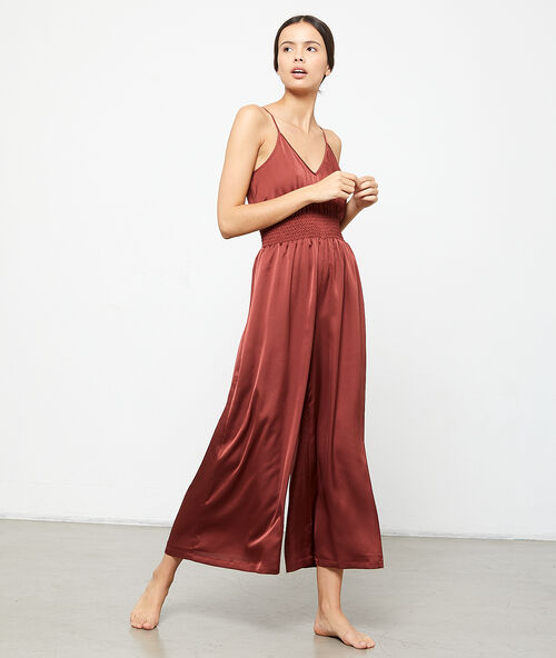 Satijnen jumpsuit steen.