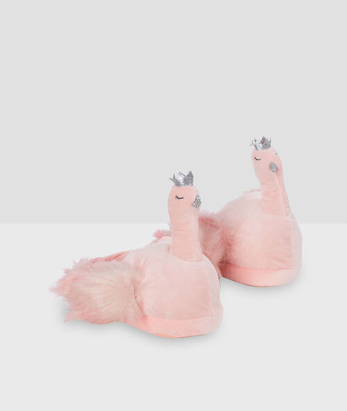 3d-pantoffels, struisvogel roze.