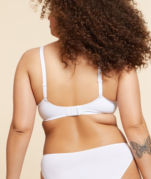 Decolleté beha, nauw aansluitend, microvezel effen cup e blanc.