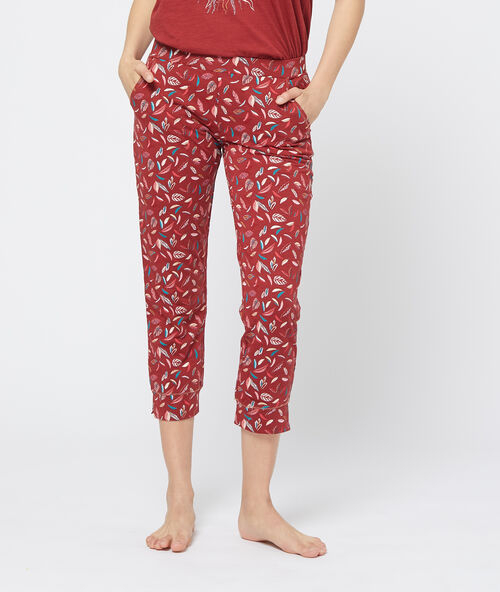 Pantacourt imprim&eacute; bordeaux.