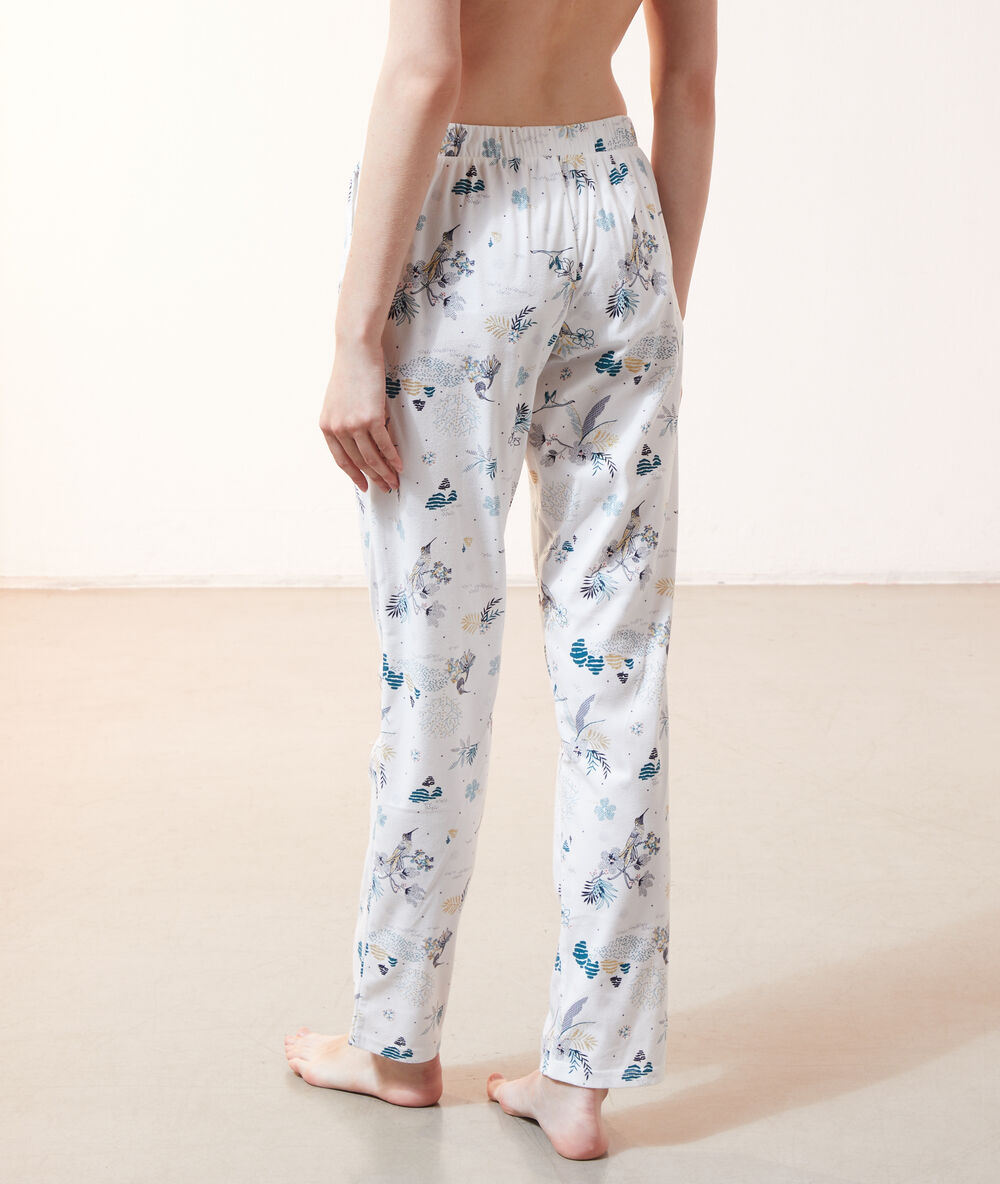 Pyjamabroek met print ecru.