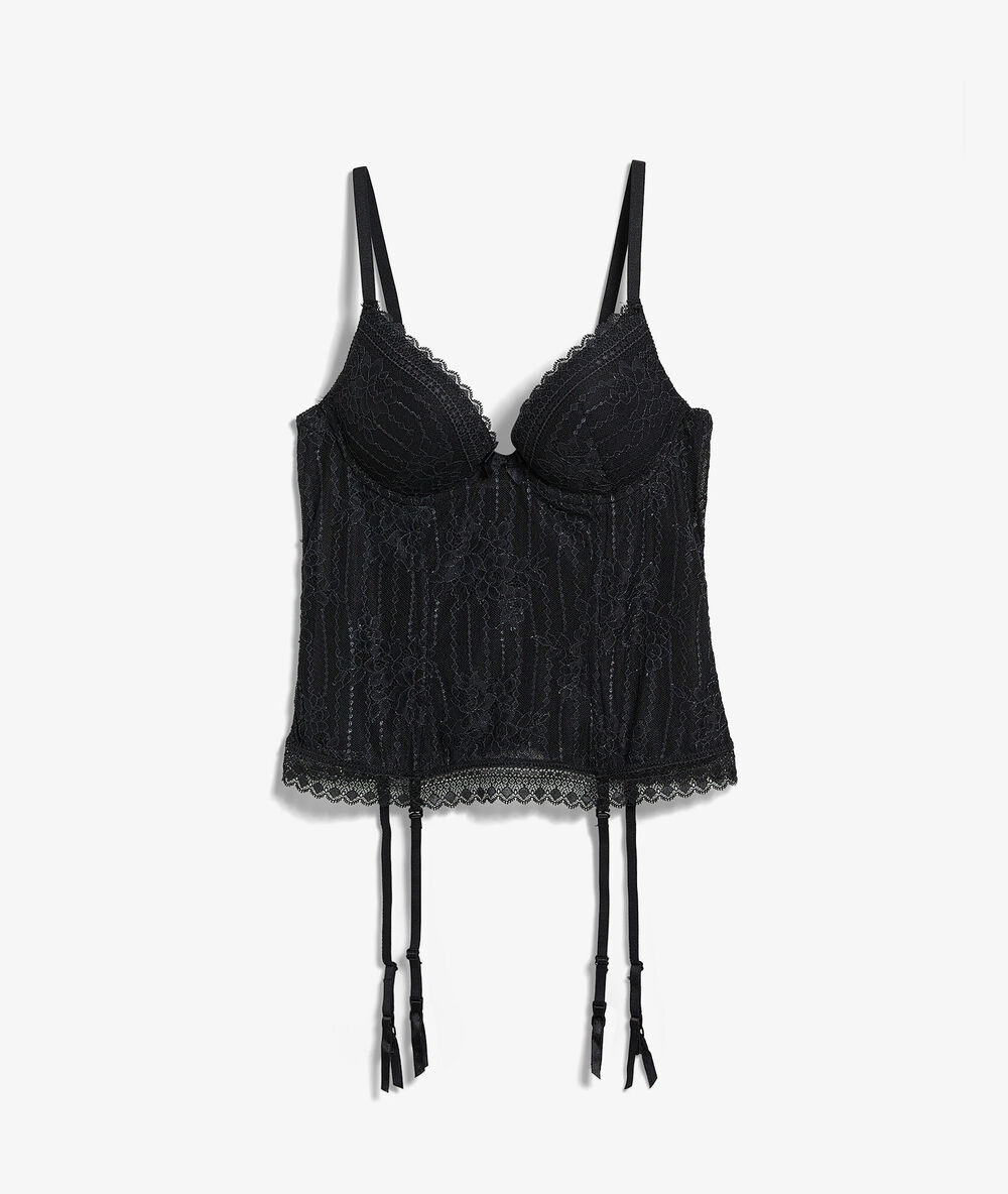 Corselet in kant zwart.