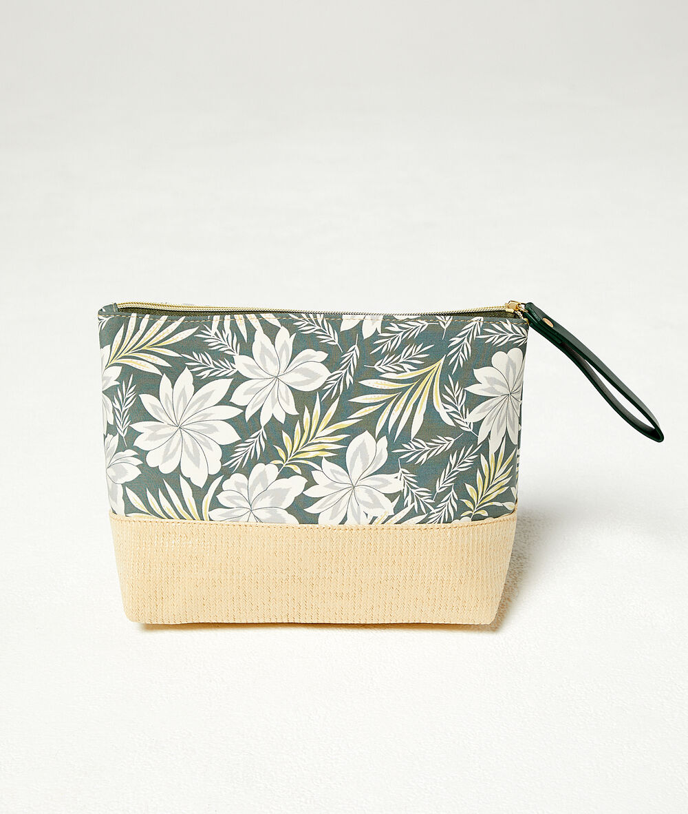 Trousse fleurie vert.