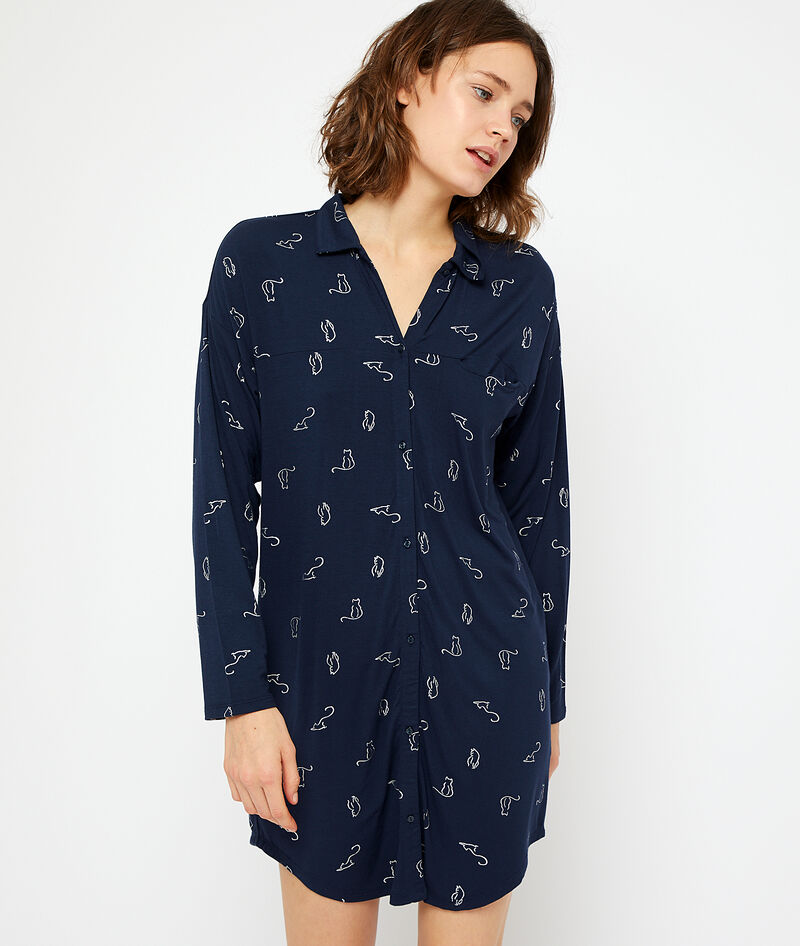 Chemise De Nuit Imprime Chats Samia Marine Etam Chemise De Nuit Imprime Chats Samia Marine Etam