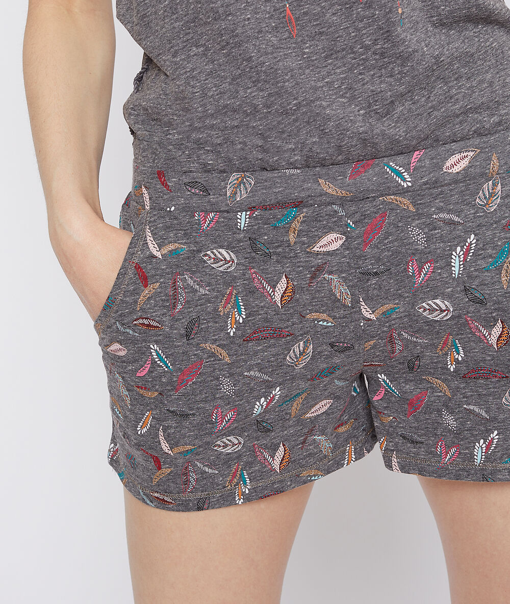 Shorts met pluimen antraciet.