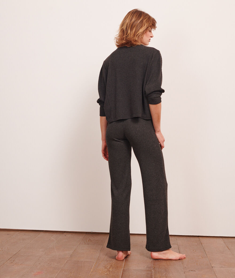 Pantalon côtelé loungewear anthracite.