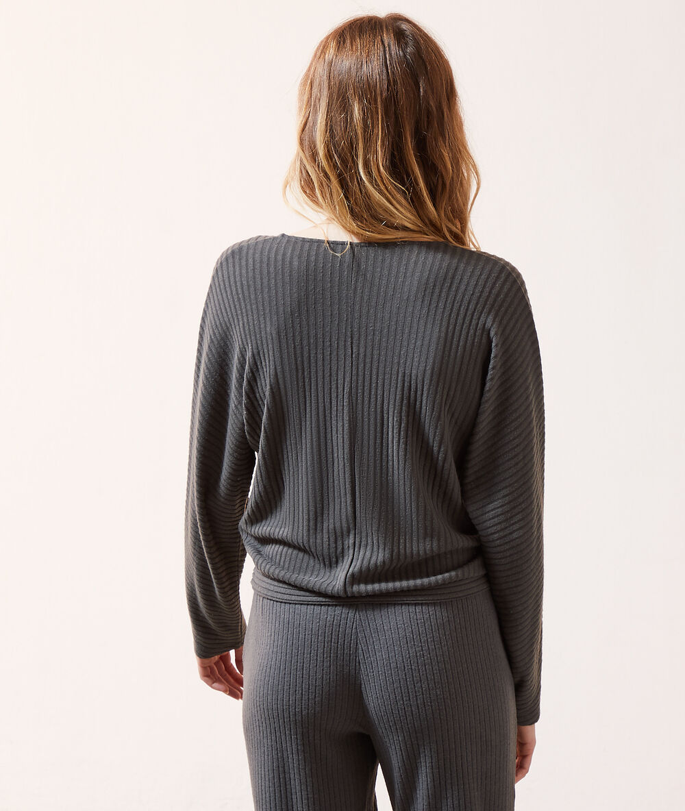 Loungewear wikkeltop kaki.