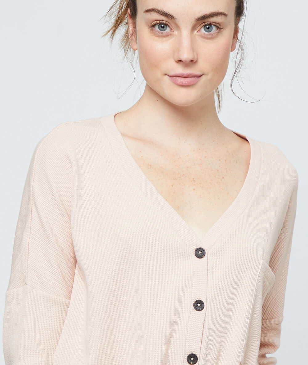 Katoenen top met lange mouwen roze.
