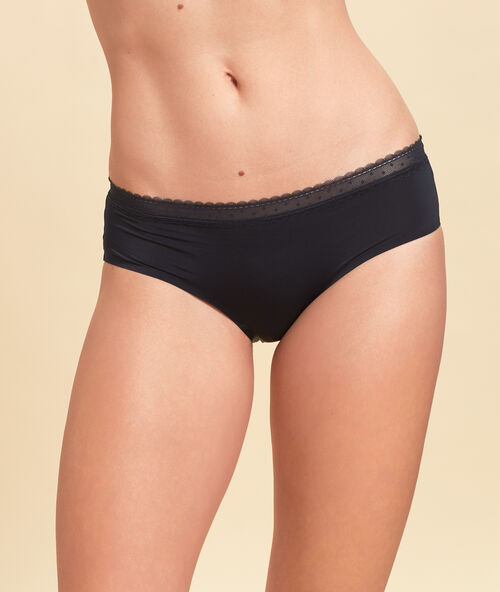 Shorty microvezel en kant  noir.
