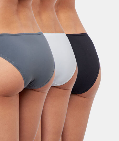 Set van 3 slips microvezel gris / noir / blanc.