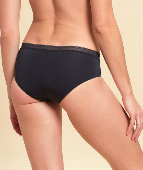 Shorty microvezel en kant noir.
