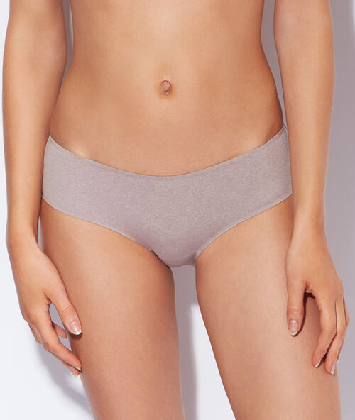 Shorty microvezel gespikkeld tricot taupe.