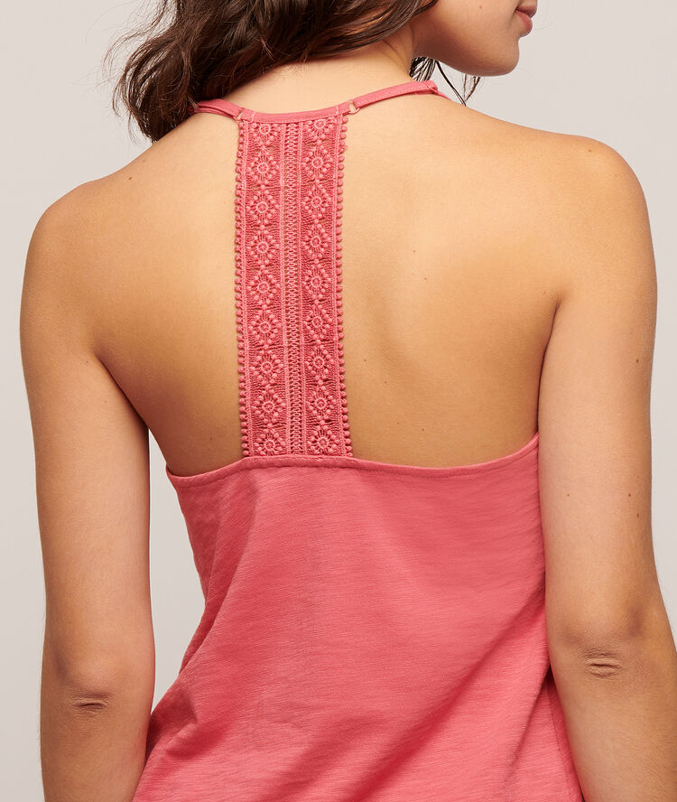 Top met kanten racerback koraal.