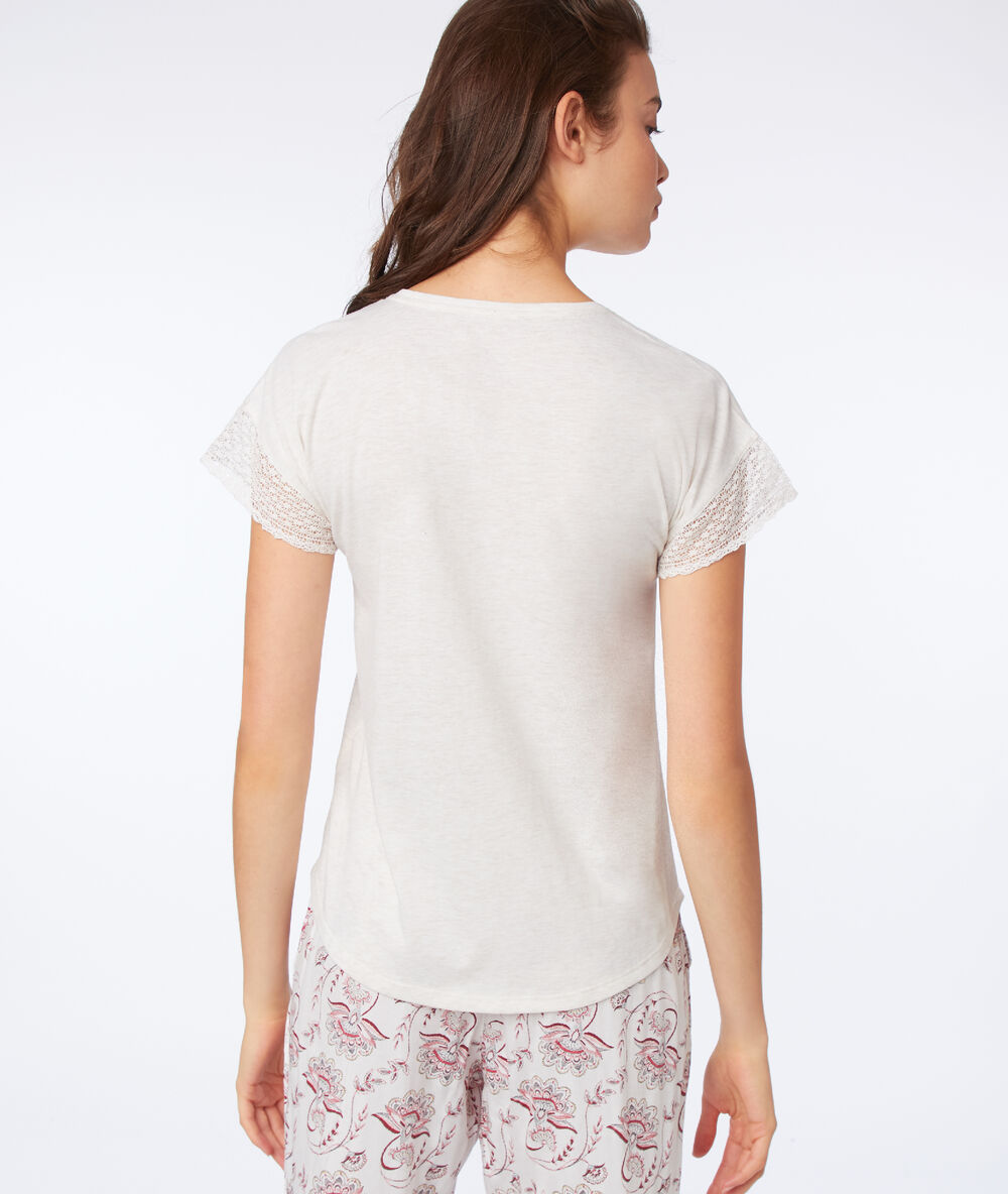 T-shirt imprimé attrape rêve beige.