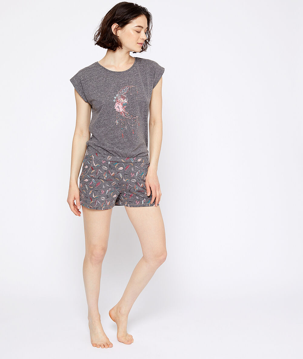 Shorts met pluimen antraciet.