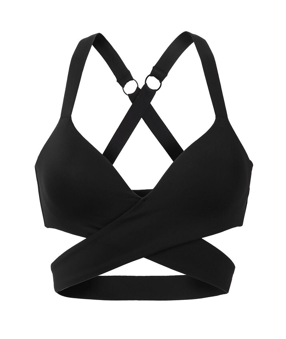 Brassière de sport, effet plongeant - maintien médium noir.