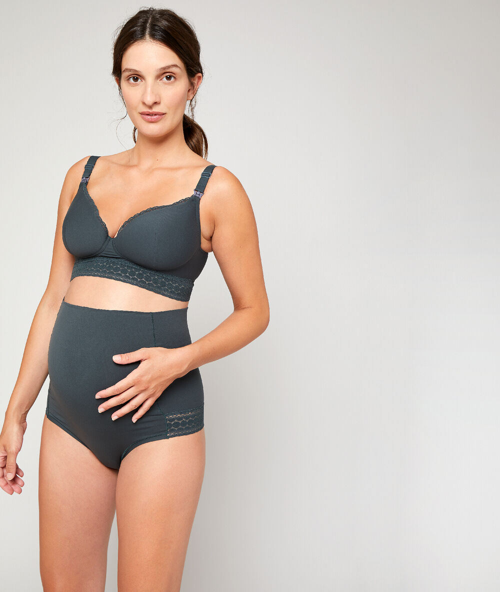 Panty met hoge taille, riemclip kaki.