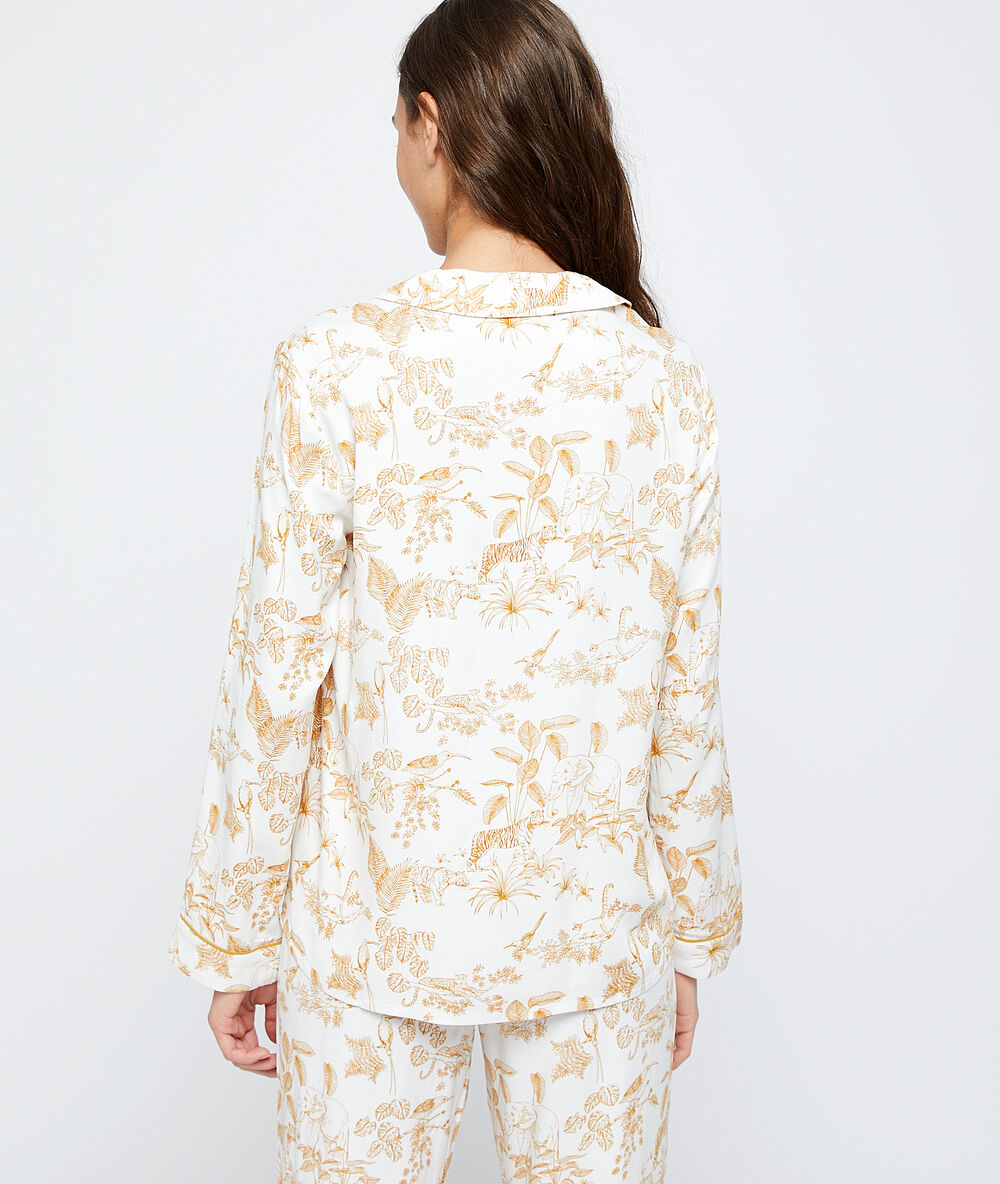 Pyjamavest met print ecru.