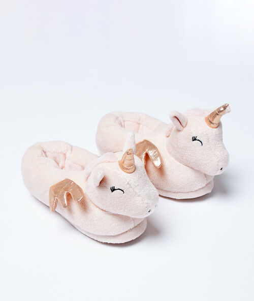Chaussons mules 3d licornes rose.