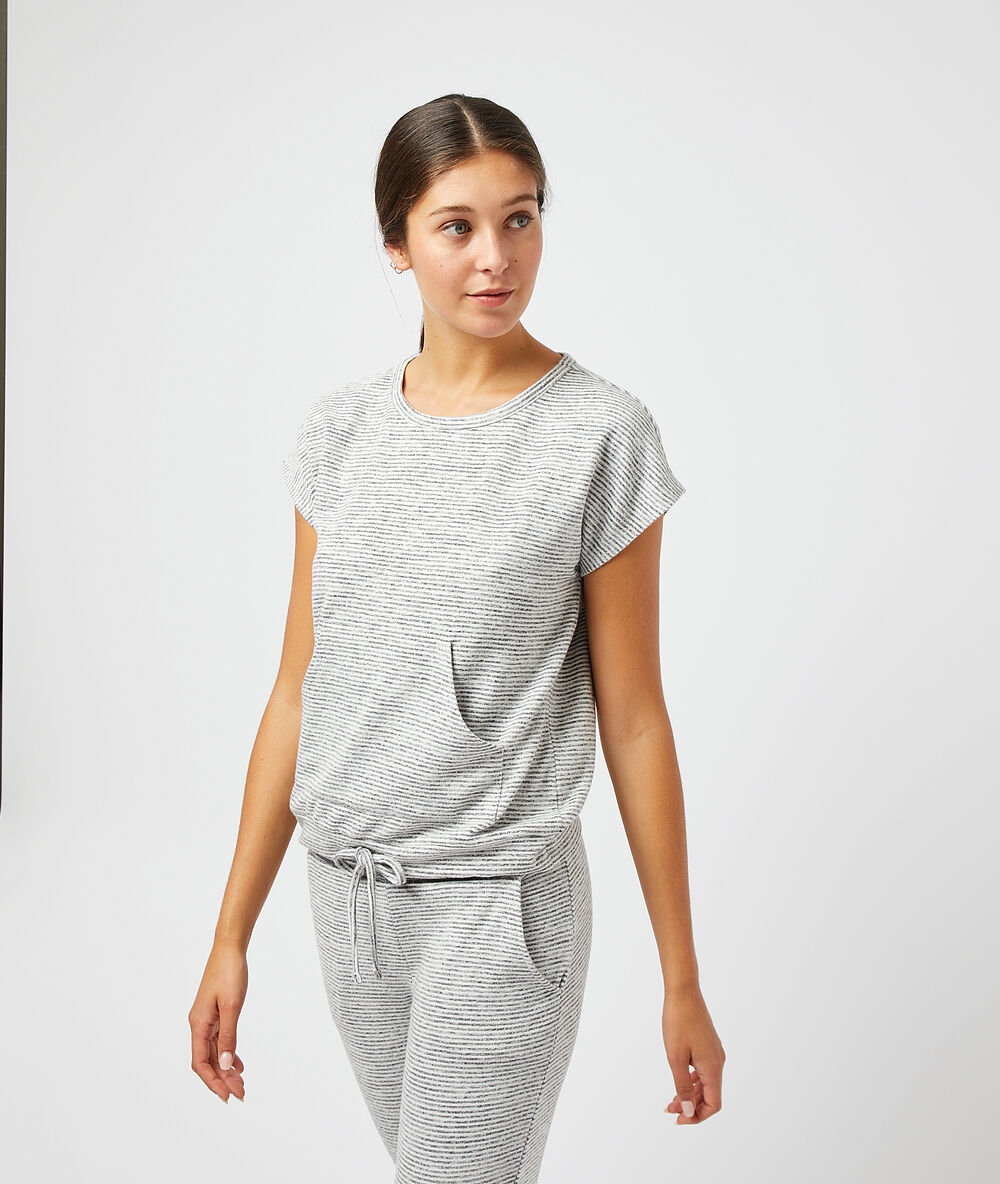 T-shirt met striklint grijs.