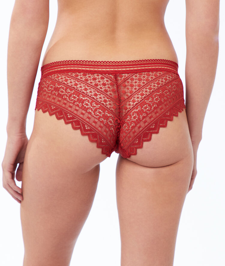 Shorty en dentelle brique roux.