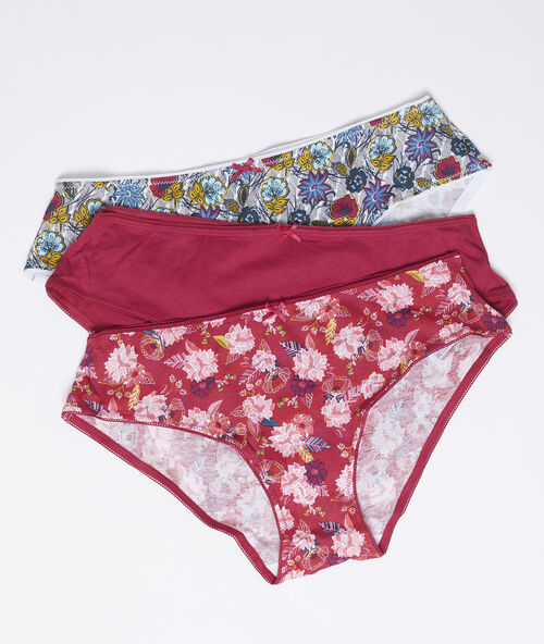 Set met 3 katoenen shorties rood.