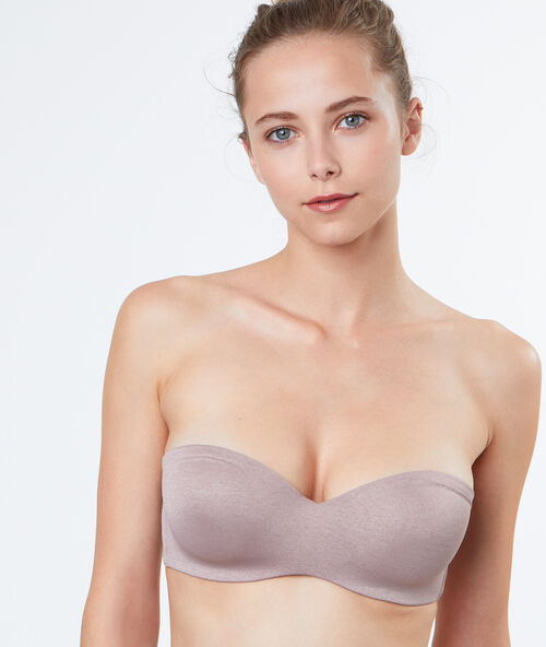 Soutien-gorge bandeau microfibre, bonnets c d et e taupe.