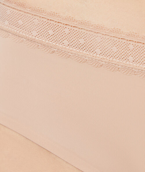 Shorty microvezel en kant beige/ peau.