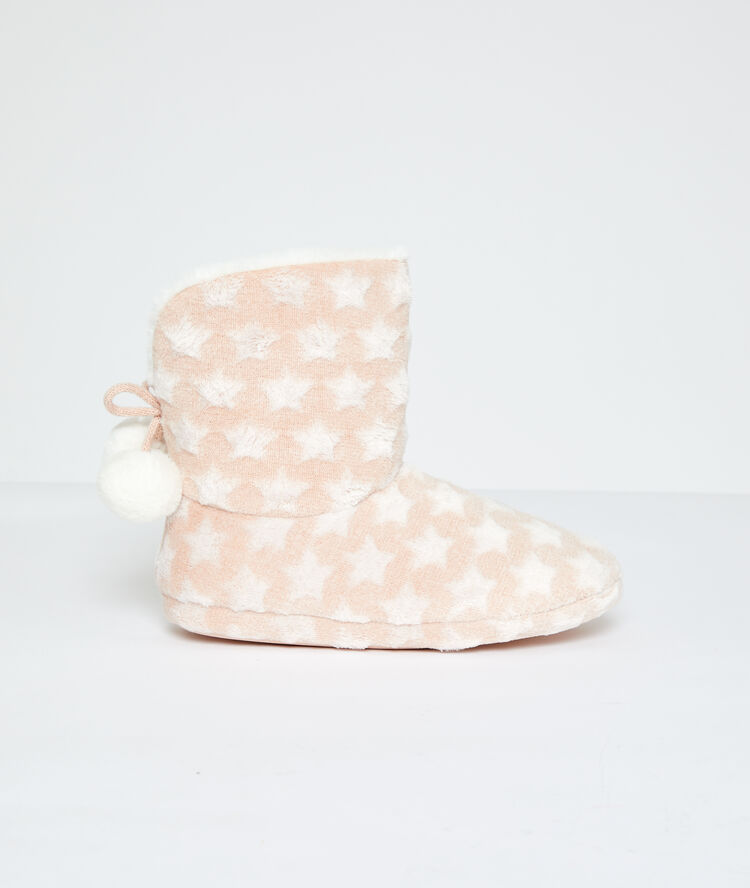 Gevoerde laarsjes, met pompons rose.