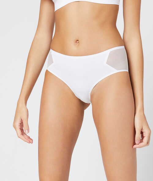 Shorty microfibre, bords tulle ecru.