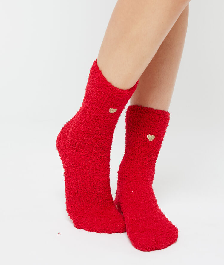 Homewear sokken rood.